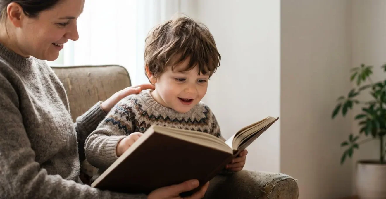 Parent and young child engaged in joyful reading together, building early literacy foundations